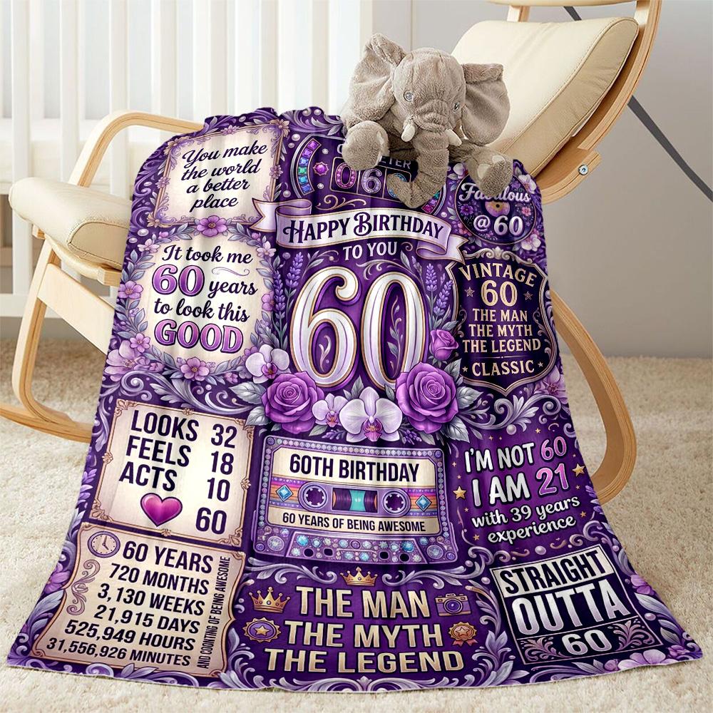 Happy 60th Birthday Celebration Blanket Ultra-Soft Great for Seaside Office Bed All-Season Use Warmthful Decor