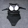 Women Sexy Bikini Set Solid Color Cross Strap Two Piece Swimsuit Beachwear Swimwear for Summer Pool Party