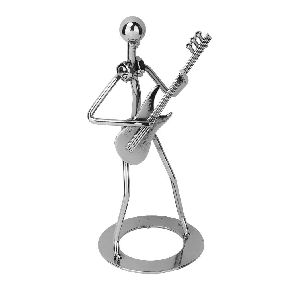 Iron Art Black Man Guitar Performer Display Desktop Ornament for Home Bar
