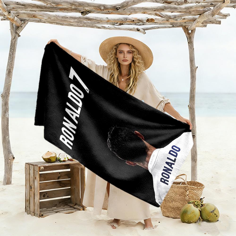 Cr7 Football Legend Beach Towel Quick-Dry Soft Microfiber Comfortable Lightweight Portable for Swimming,Beach,Camping, Travel, Beach Accessories,Gym