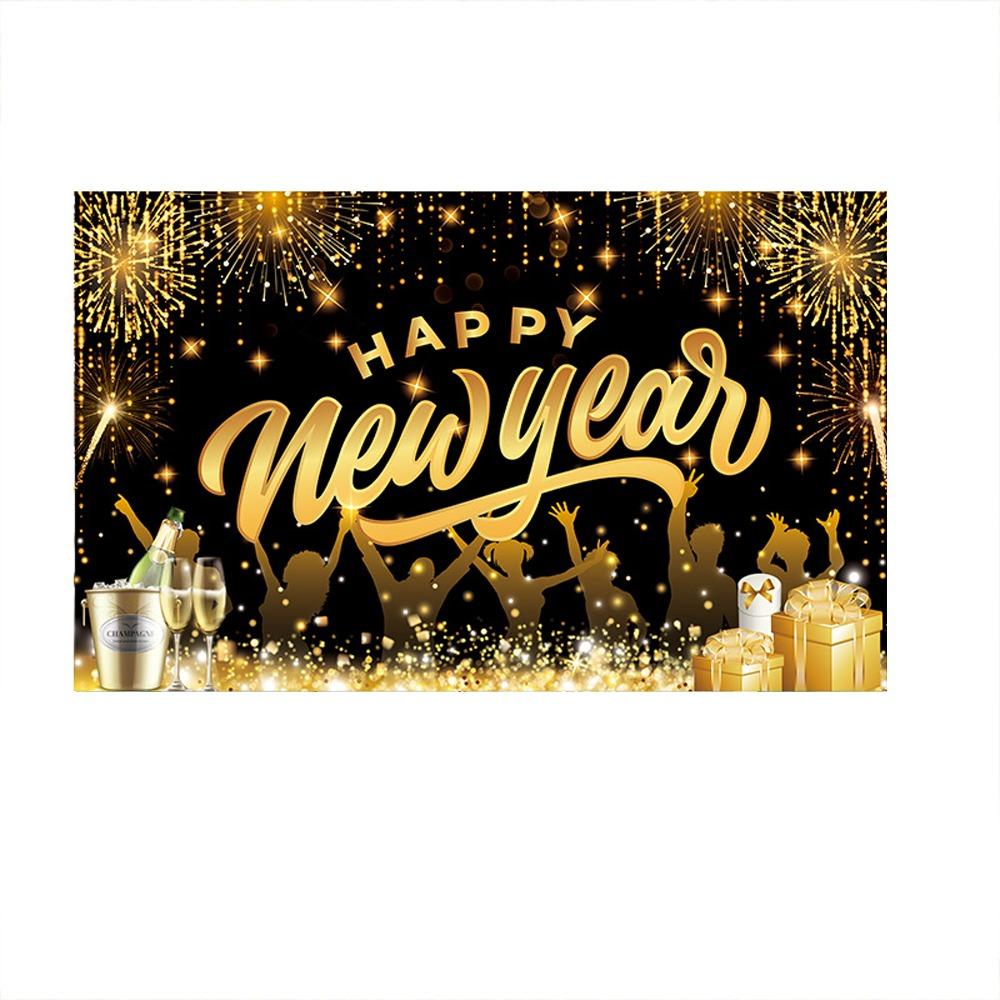 Black Gold 2026 New Year Backdrops Colorful Balloon Photo Background Party Background  Photo Studio