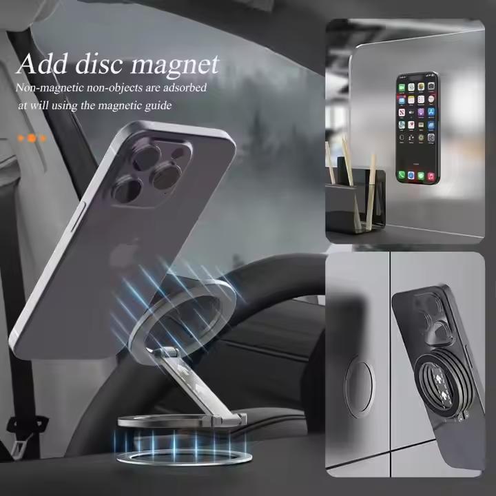 YTGEE GYM Double Sided Strong Magnet Mobile Phone Stand Adjustable Foldable Portable Ring Magnetic Phone Holder for iPhone 12 14