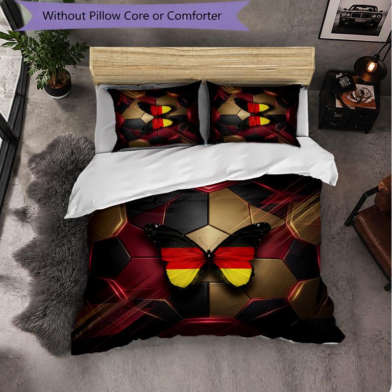 Belgium Football Pattern 3 Pieces Bedding Set Soft Microfiber Duvet Cover with Pillow Cases for Bedroom