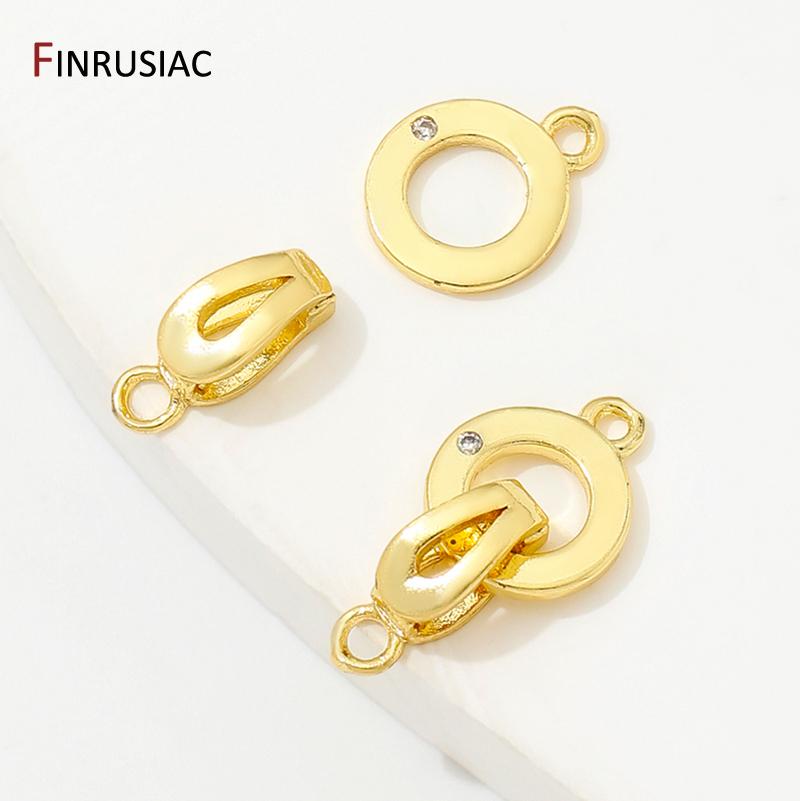 18K Gold Plated Brass Inlaid Zircon Pearl End Clasps,Fastener Connector Clasps,Locks For Jewelry,DIY Bracelet Necklace Supplies