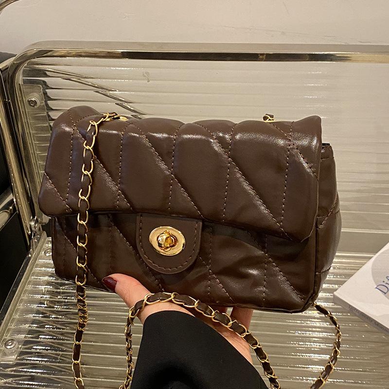 Retro Women'S Small Fragrant Wind Bag, High-End Diamond Chain, Small Square Bag, Trendy Fashion Messenger Bag