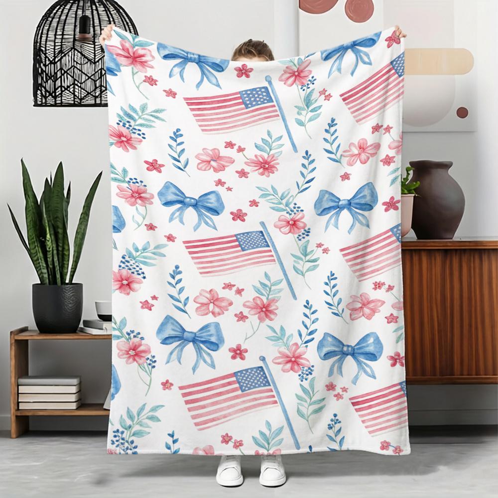 Retro Christmas Santa Claus Blanket Vintage Bow Knot Throw Blankets Holiday Party Home Decor Soft Bedding Bed Sofa Cover