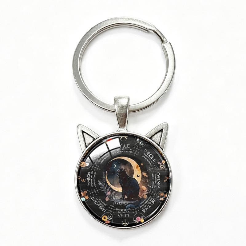 Yin Yang Double Cat Ear Gem Keychain - Trendy Unisex Alloy Accessory
