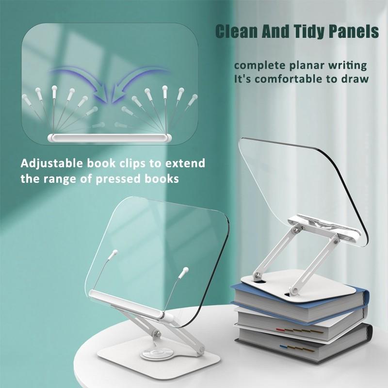 360° Rotatable 2 Adjustable Book Reading Stand Ergonomic Foldable Tablet Stand Retaining Clip Reading Board Stand