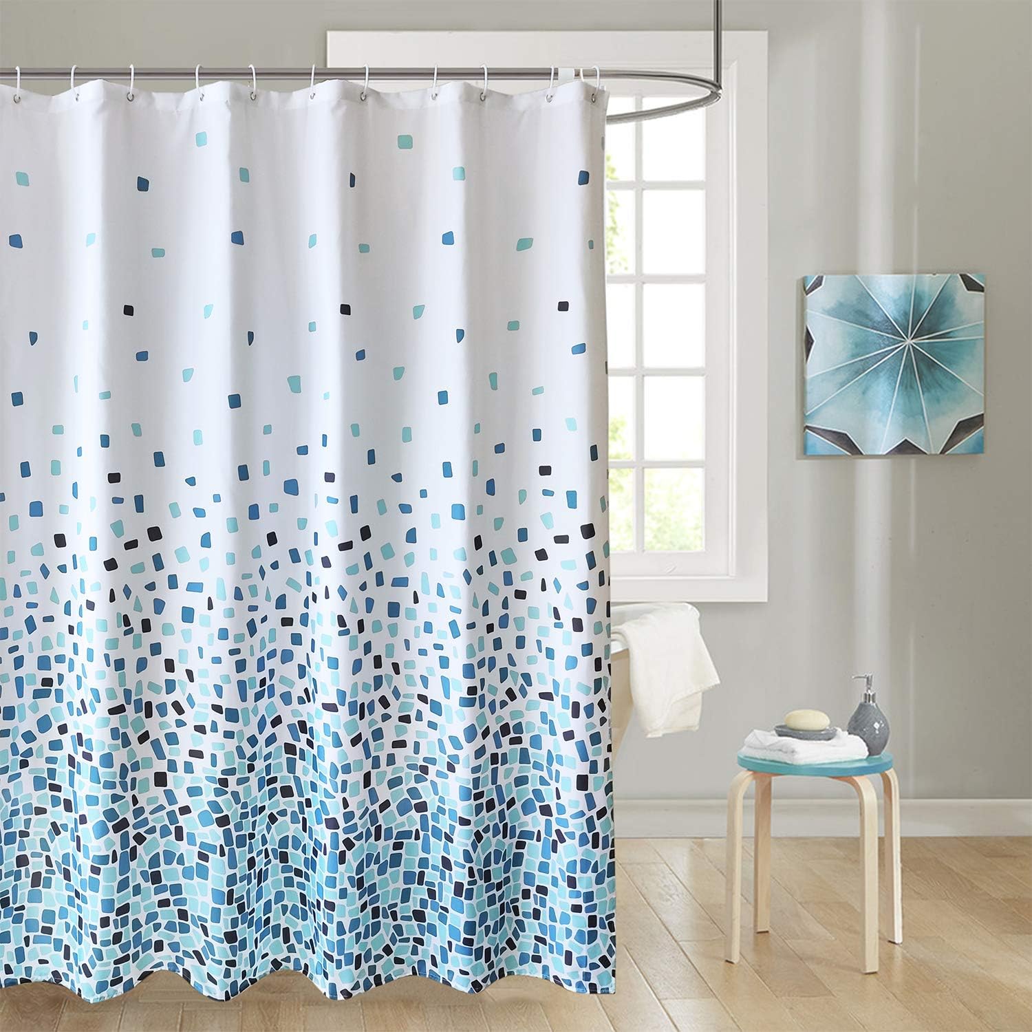 

1 Pack Polyester Fabric Bathroom Curtain With Hooks Waterproof Shower Curtain With Hooks For Bathroom Decoration W60H190(CM)-1 Pcs