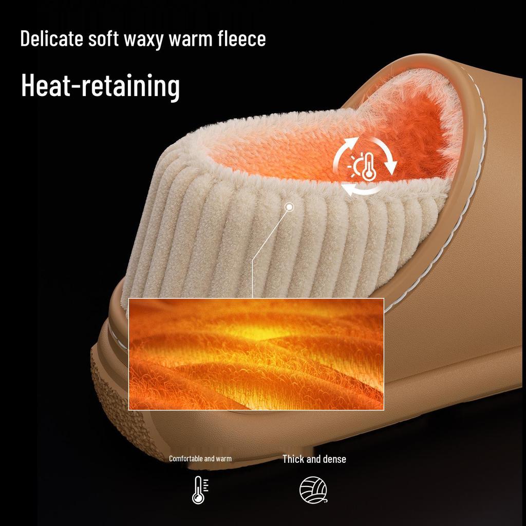 Waterproof Cotton Slippers: Personalized, Non-Slip, Warm Winter Style with Soft Sole for Outdoor and Indoor Use.