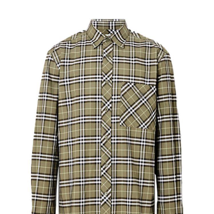 Burberry Shirts Men's Green Pointed Collar Moderate Shirt 80175631