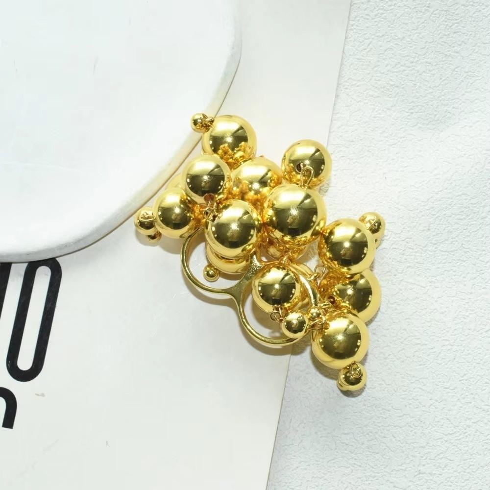 Silver/Gold Metal Balls Ring Round Ball Statement Finger Ring Punk Tassel Ring for Women