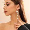 Elegant Simple Imitation Pearl Long Tassel Drop Earrings for Women Wed Bridal Classic Piercing Hanging Earring Aesthetic Jewelry