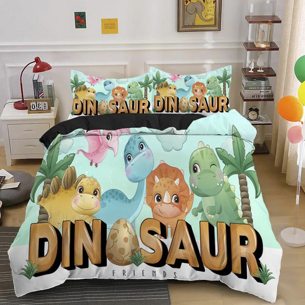 Kids Dinosaur Bedding Set Boys Cartoon Duvet Cover 3D Animal Microfiber Quilt Cover For Boy Girl Child Bedroom Decor