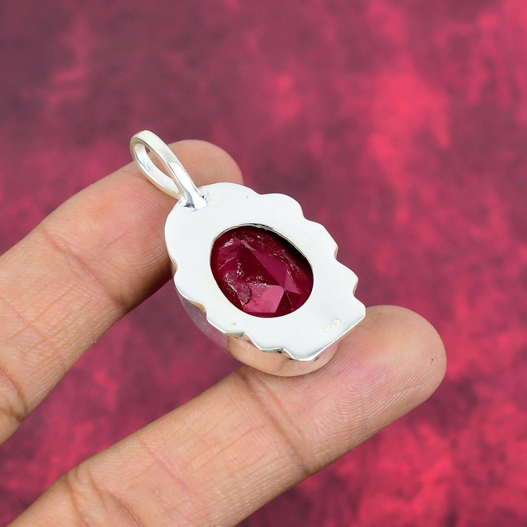 Granat 925 Massiv Sterlingsilber Anhänger, Handgefertigter Edelsteinanhänger Schmuck, Geschenke für Ehefrau Brandneuer Anhänger