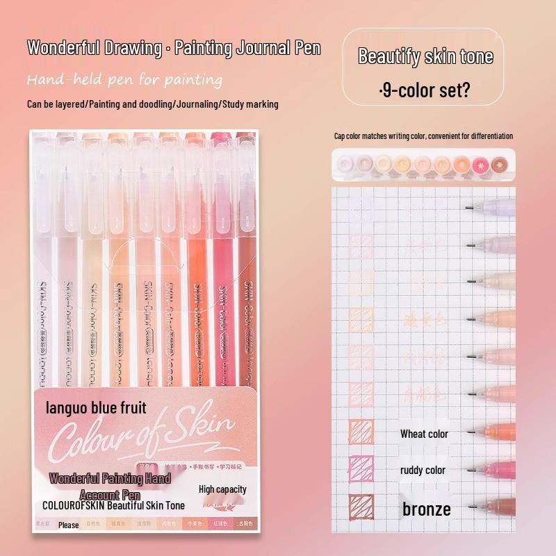 Blue Fruit Journal Pen Set: High-Capacity Neutral Pens for Drawing, Note-Taking, Highlighters, and Fine Tip Pens