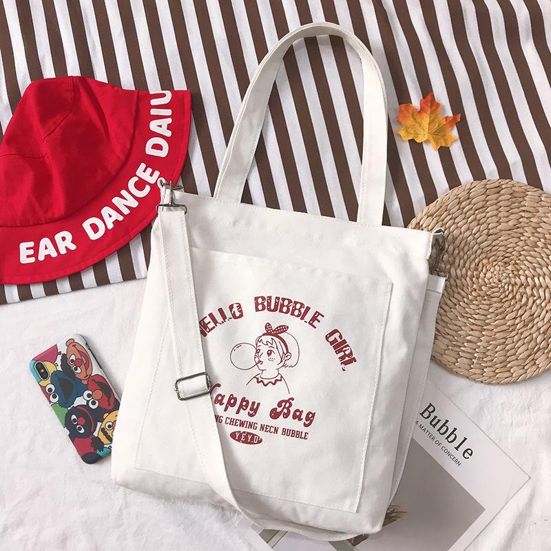 New canvas bag women's trend simple fashion women's bag shoulder bag fresh element handbag