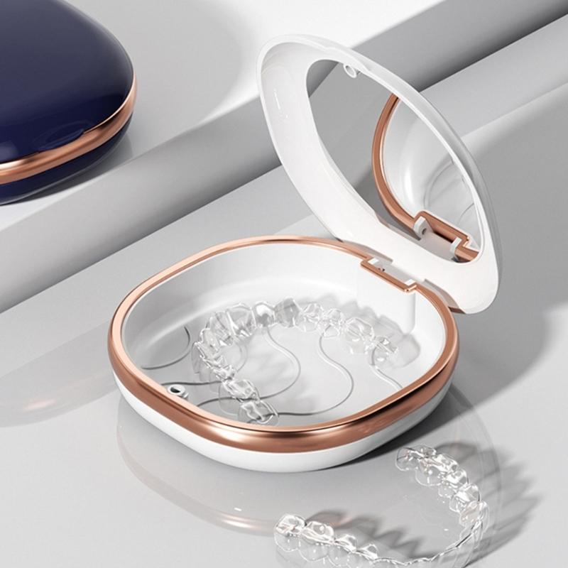 Portable Retainer Case Denture Case,Mouth Guard Case with Mirror Teeth Aligner Case Mouth Guard Case Easy To Use Gifts