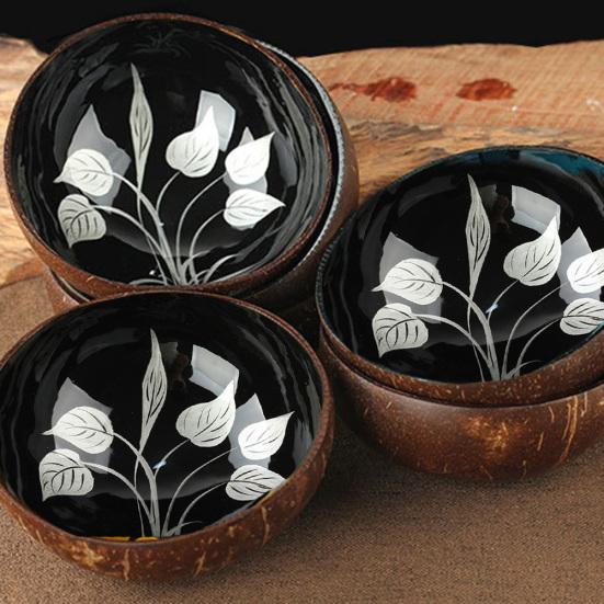 Blattmuster Natürliche Kokosnussschale Süßigkeiten Aufbewahrungsschale Behälter Home Dekoration