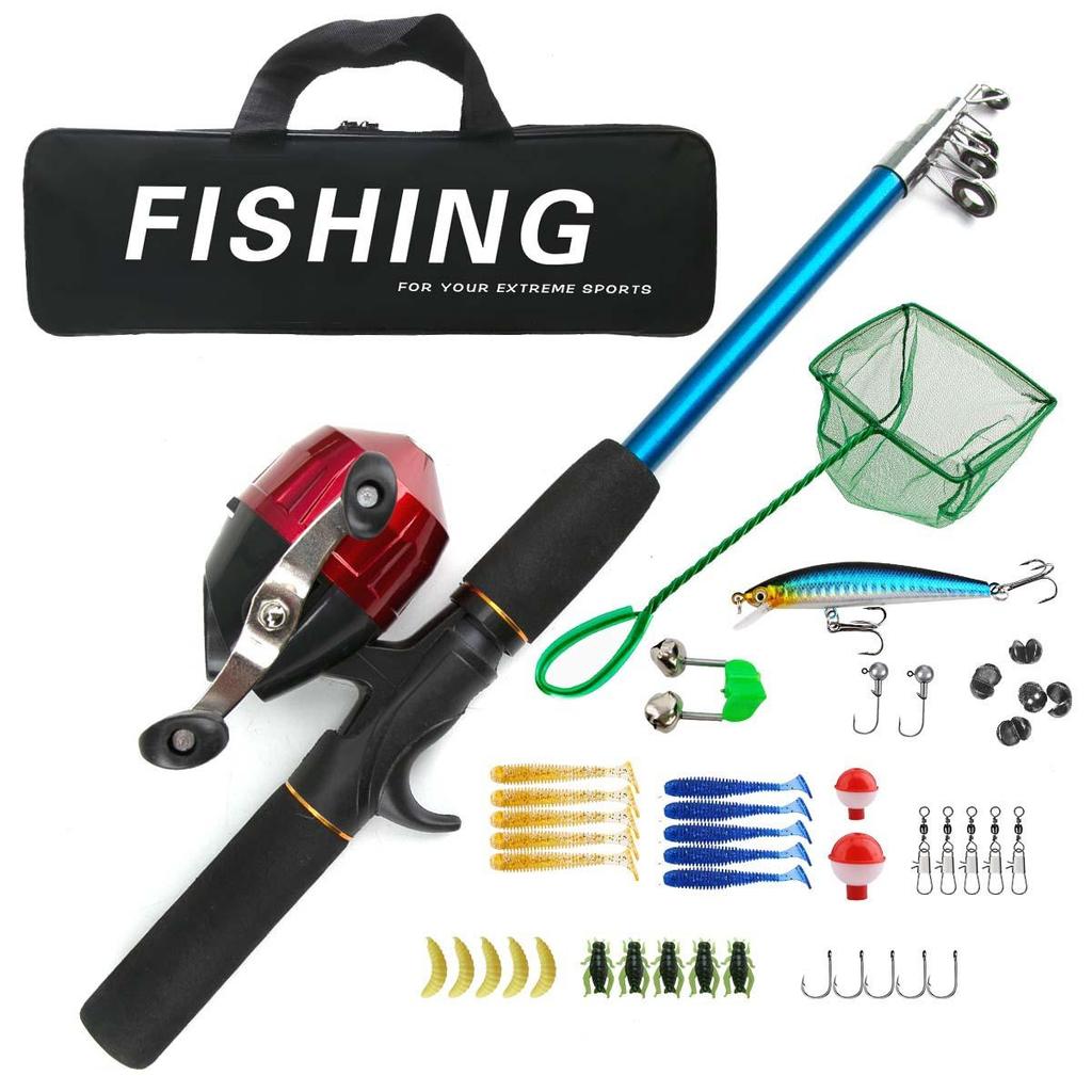 New Beginner Set Includes Spinning Reel, 1.5m Gun Handle Fishing Rod, Bait, Hook and Line, Portable Accessory Bag, Suitable for Fresh and Salt Water
