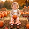 Kleinkind Mädchen Halloween Kürbis Stickerei Langarm Rundhals Pullover Sweatshirt und Elastische Taille Ausgestellte Hose Set
