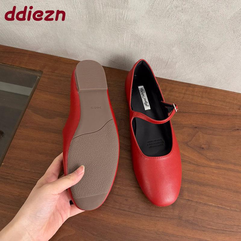 Fashion Fashion Buckle Strap Mary Janes Flats Shoes For Ladies 2025 New Female Round Toe Footwear Shallow Women Ballet Flats Shoes