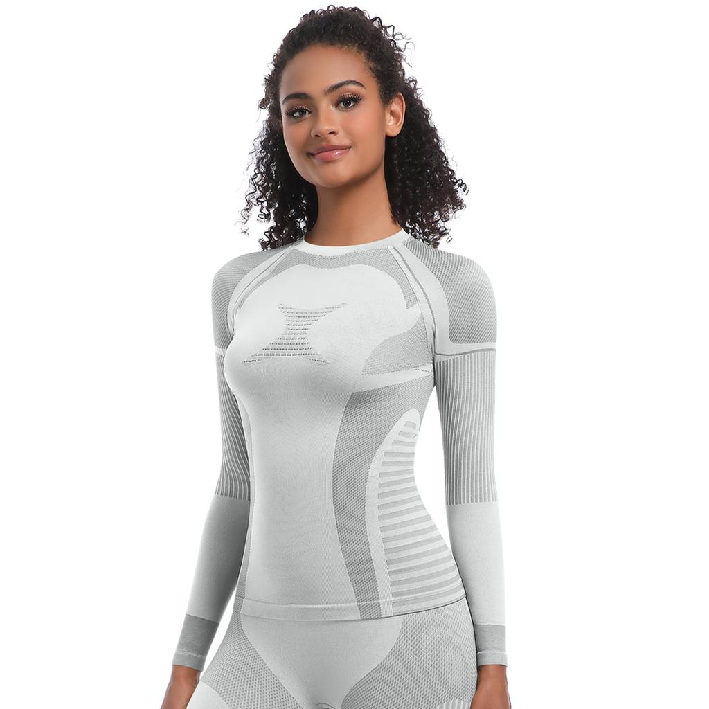 Nessaj High Stretch Seamless Yoga Long Sleeve Women Exercise Running T Shirt Solid Colour Fitness Top