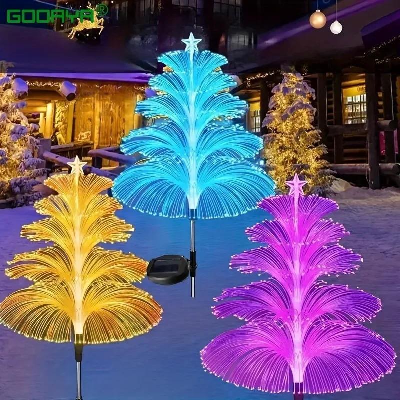 HOMEFISH Outdoor Solar Garden Lights 7-Color Changing Jellyfish Reed LED Solar Stake Lights for Yard Patio Pathway Decor