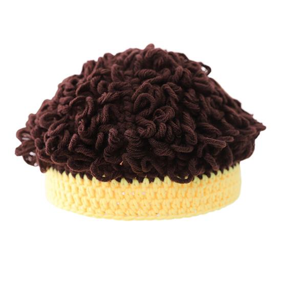 Baby Wig Cap Cute Comfortable Dress Up Knitting Infant Toddler Photo Short Curly Explosion Wig Hat for Daily Wear