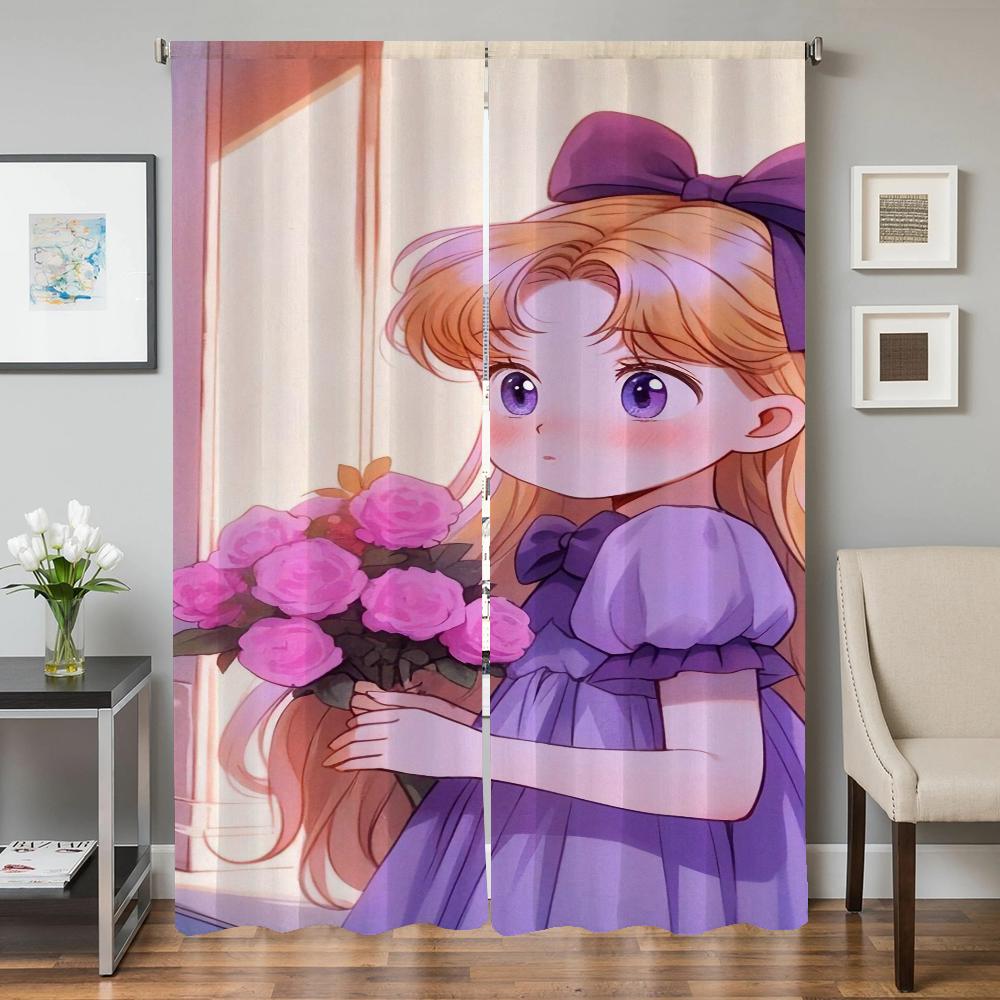 Window Kitchen Curtains for Living Room 2 Pieces Blackout Curtains Door Curtain S-sailor Moon-n Partition Bedroom Decoration