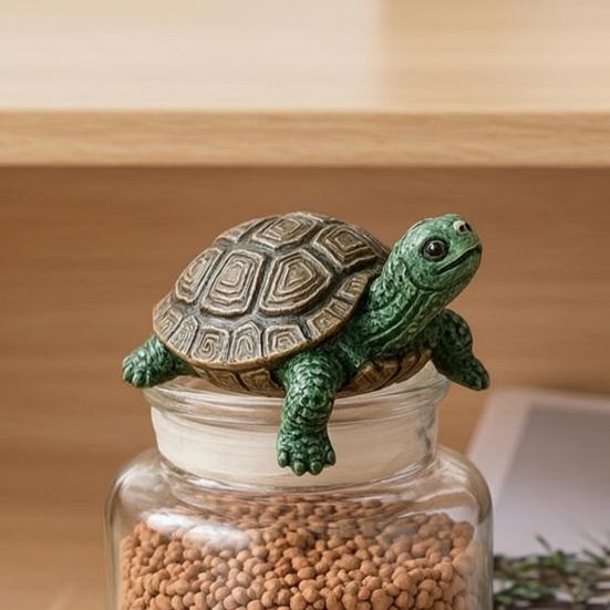 Exquisite Resin Crafts for Indoor Plants Cute Climbing Turtle Flower Pot Huggers, Animal Figurines Planter Ornaments Aquarium Landscaping Edges,