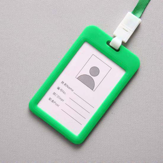 Portable Double Sided Transparent Employee ID Card Holder Name Tags with Lanyard