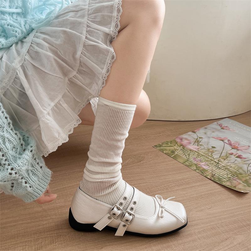 Black French Square Head Inner Height Increase Shallow Mouth Flat Sole Shoes Women's Summer 2025 New Skirt Height Increase Mary Jane Shoes