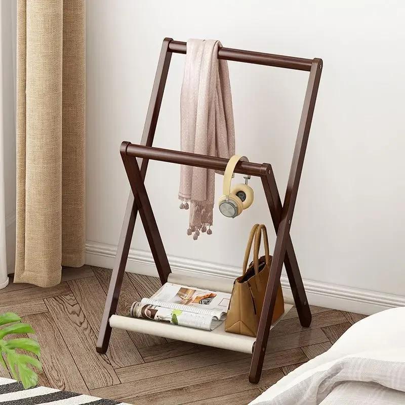 Floor Clothes Rack Foldable Organizer Portable Coat Racks Bamboo Bedroom Clothes Rack Living Room Nordic Clothing Racks Storage