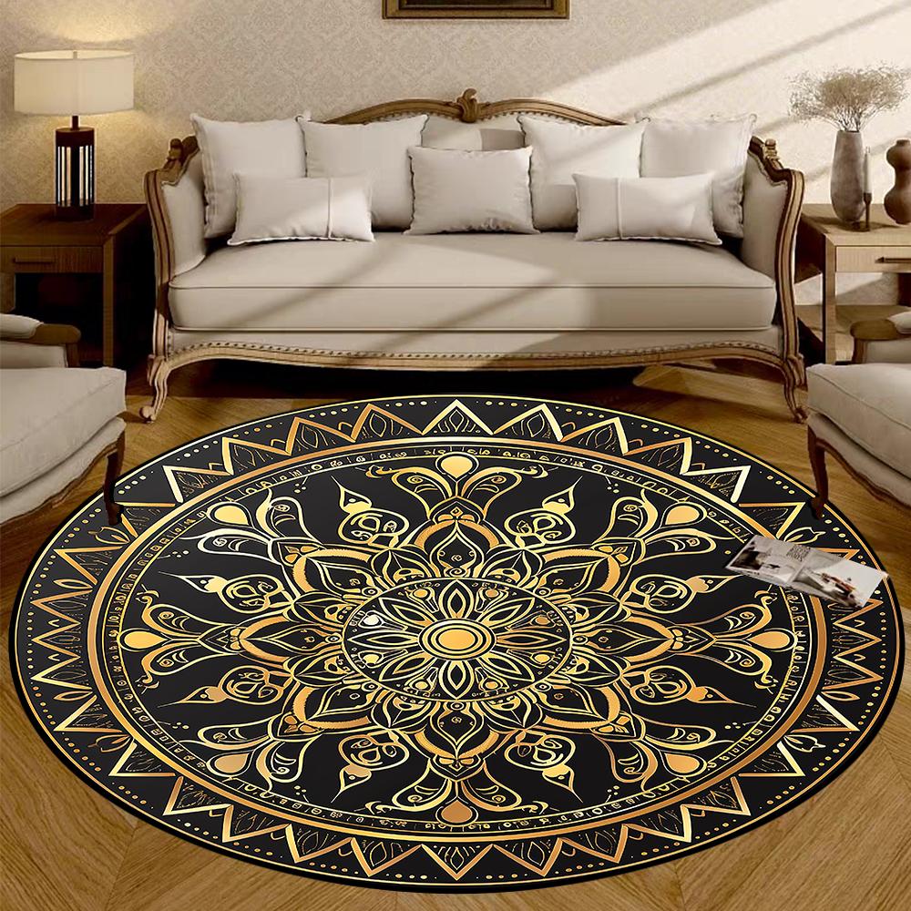 Bohemia Style Round Living Room Carpet Non-slip Bedroom Decoration Washable Rugs Office Chair Mat Bedroom Bedside Soft Carpets