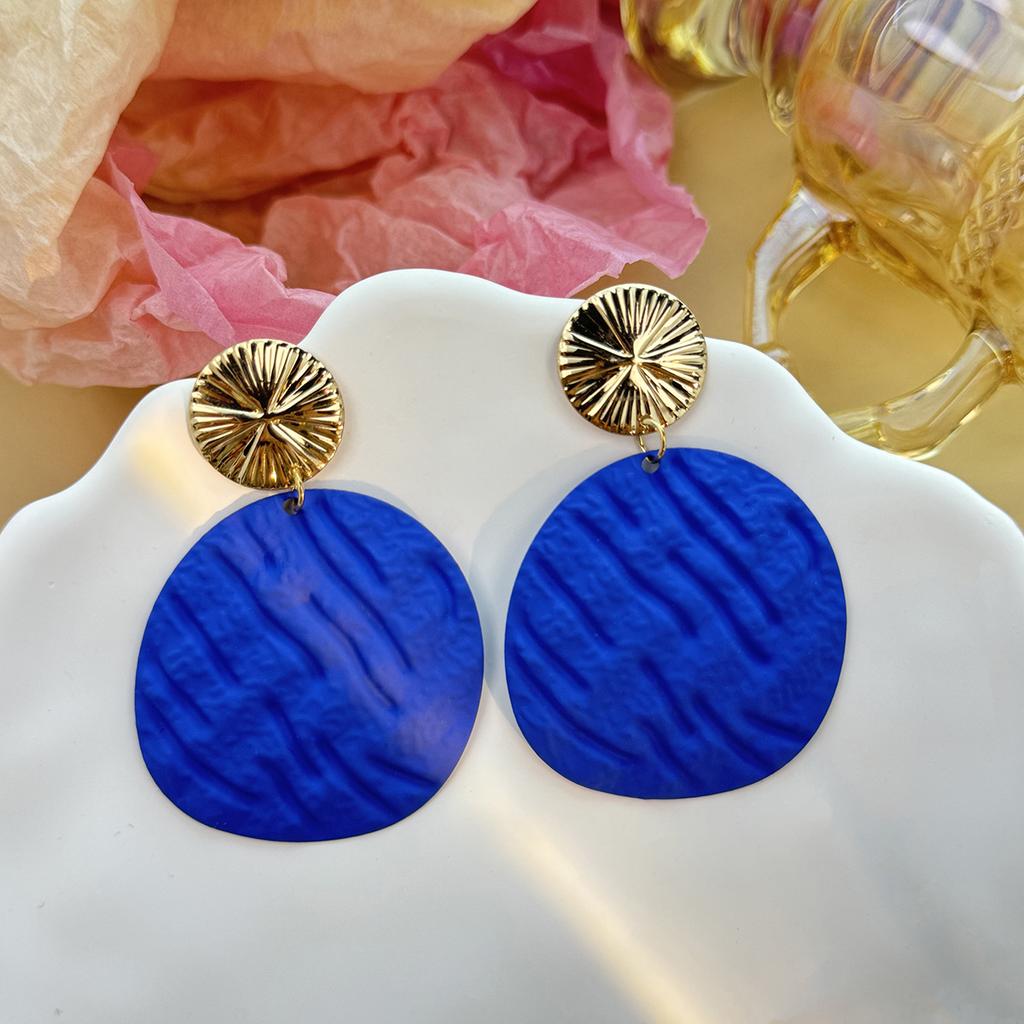 Fashionable Colorful Geometric Irregular Oval Earrings