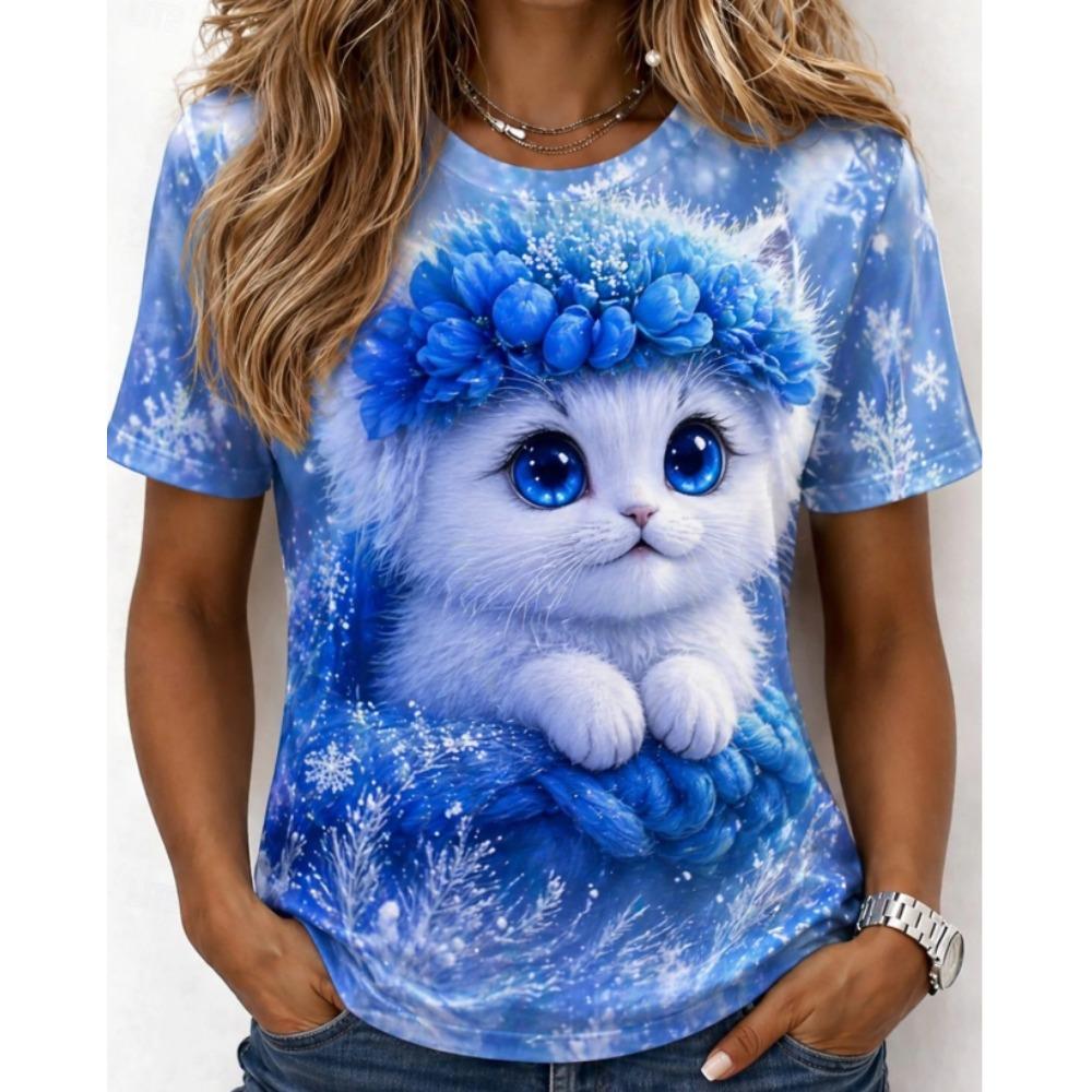 Fashion Women Retro Creative Pet Pattern Print T Shirt Funny Casual O-neck Short Sleeves T-shirt Summer Female Tee Shirt