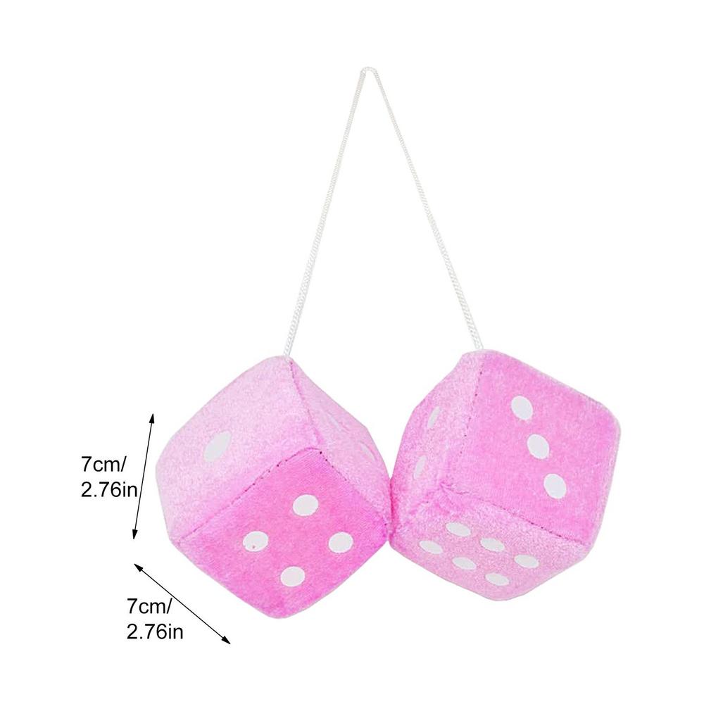 Car Hangable Decoration Fuzzy Dice Auto Rear Mirror Plush Dice Soft Car Charm Interior Ornament Small Decorative for SUV Vehicle