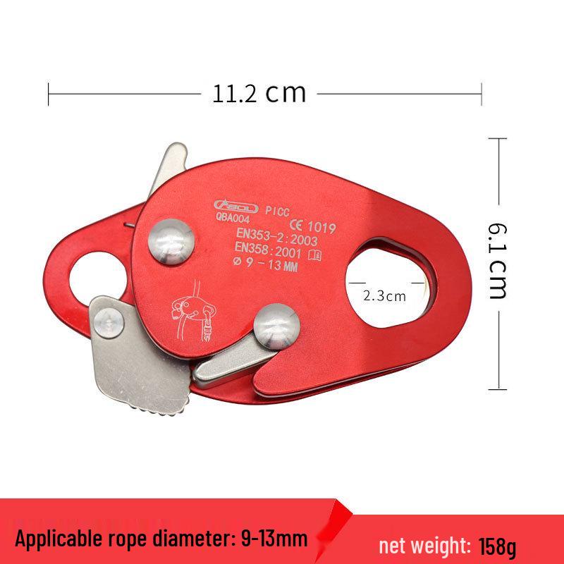 

Высокогорное устройство безопасности для скалолазания: Самоблокирующийся зажим для веревки и инструмент для защиты от падения красный