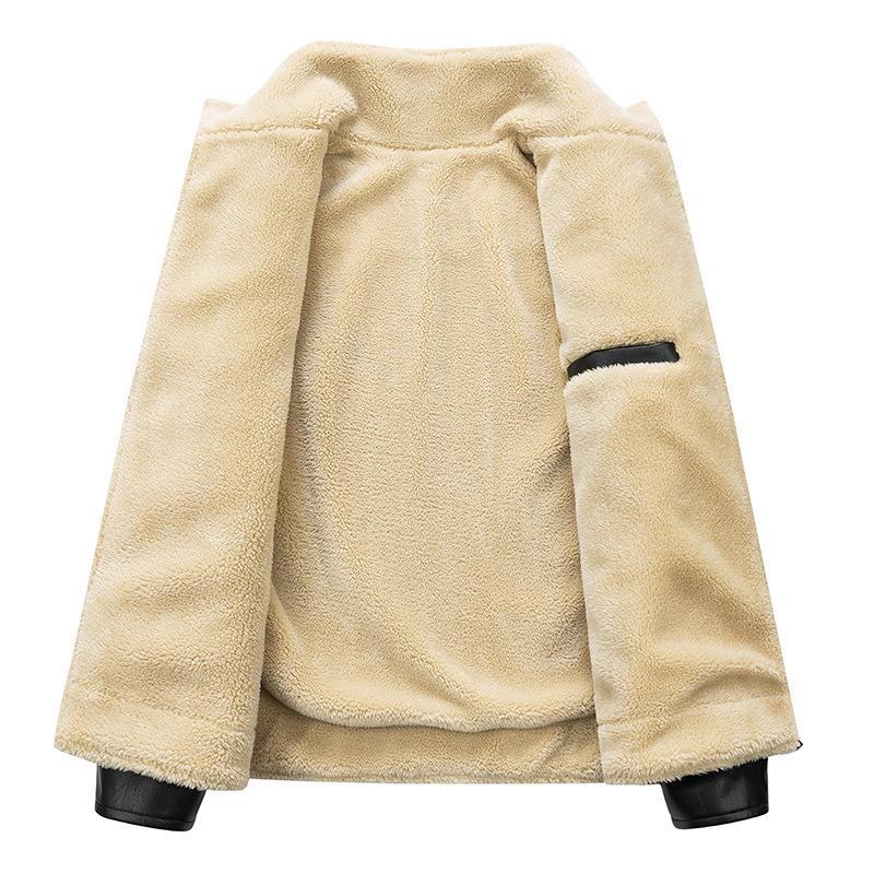 Men's Thick Leather Fur-Lined Motorcycle Jacket - Autumn/Winter Collection
