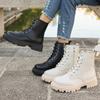 Ladies Shoes Ankle Women's Boots Fashion Side Zipper Office and Career New Lace-up Plus Size Round Toe Shoes for Women