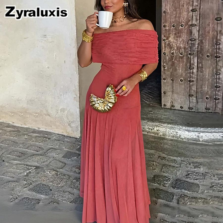 Autumn New Arrivals Women's Elegant One-Shoulder Semi-Sheer Dress Long Gown