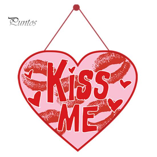 Türschild zum Valentinstag, romantisches Türschild zum Aufhängen an der Haustür, rotes Herzmuster, Brief „Happy Valentine's Day“, gedruckt, 14. Februar, Wandkranz-Dekoration