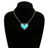 Bohemian Turquoise Love Heart Necklaces for Women Girls Statement Pendants Necklace Girls Party Holiday Jewelry Gift