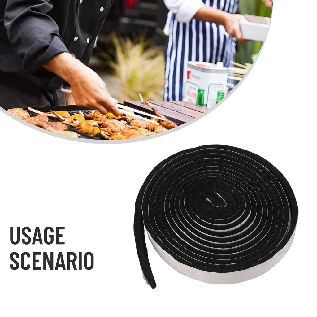 High Heat Barbecue Smoker Gasket BBQ Door Lid Grill Seal Adhesive Sealing Tape Fire Resistant Fibre Self-adhesive