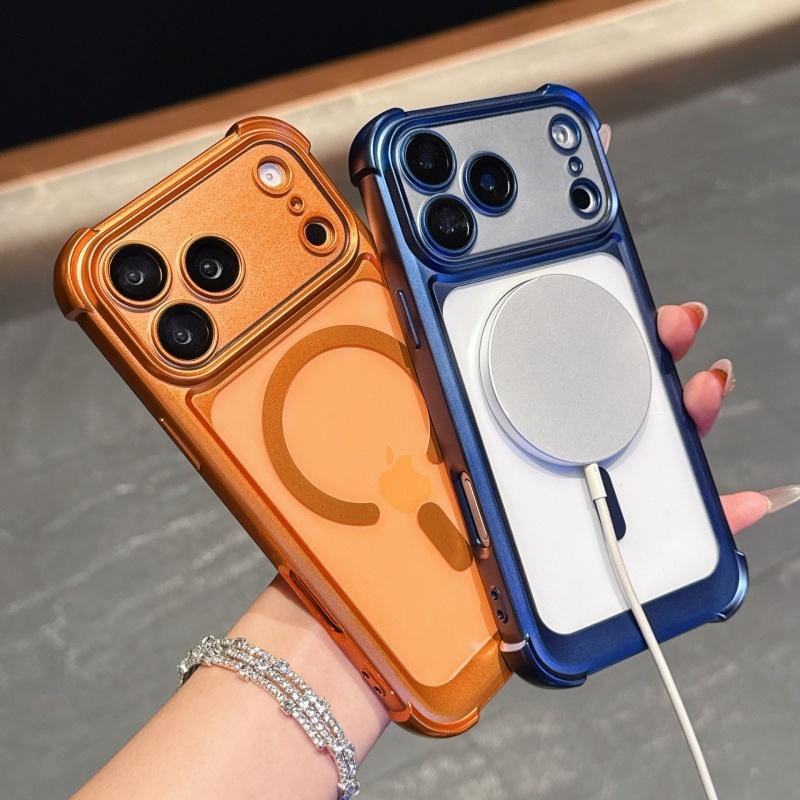 Luxury Magnetic Matte Phone Case For iPhone 13 14 15 16 17 Pro Max Air Plus Magsafe Soft TPU Shockproof Bumper Back Cases Cover