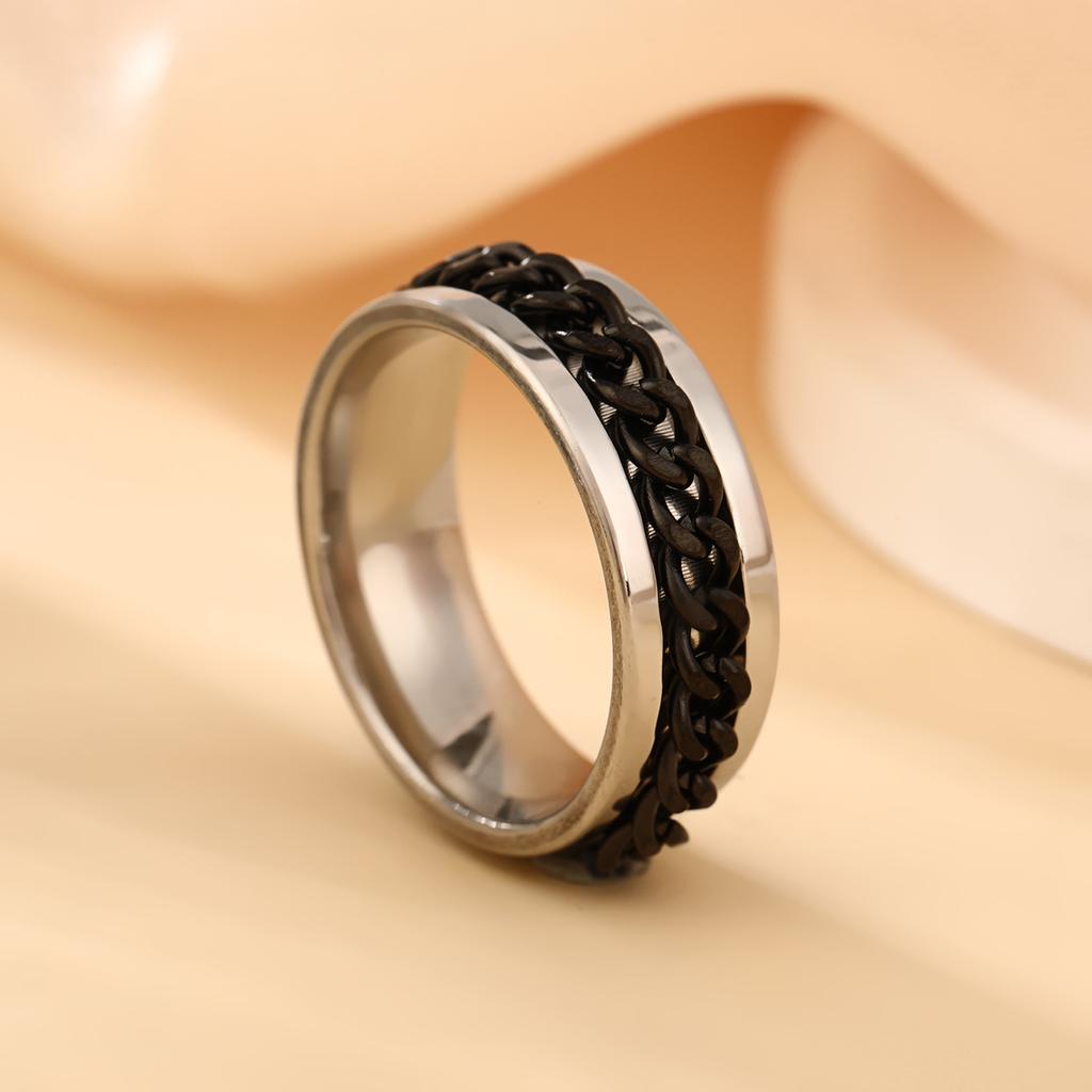 s/Titanium Steel Rotatable Chain Ring Anxiety Multifunctional Jewelry Fashion 8mm Fidget Spinner Rings Power Sense Gifts