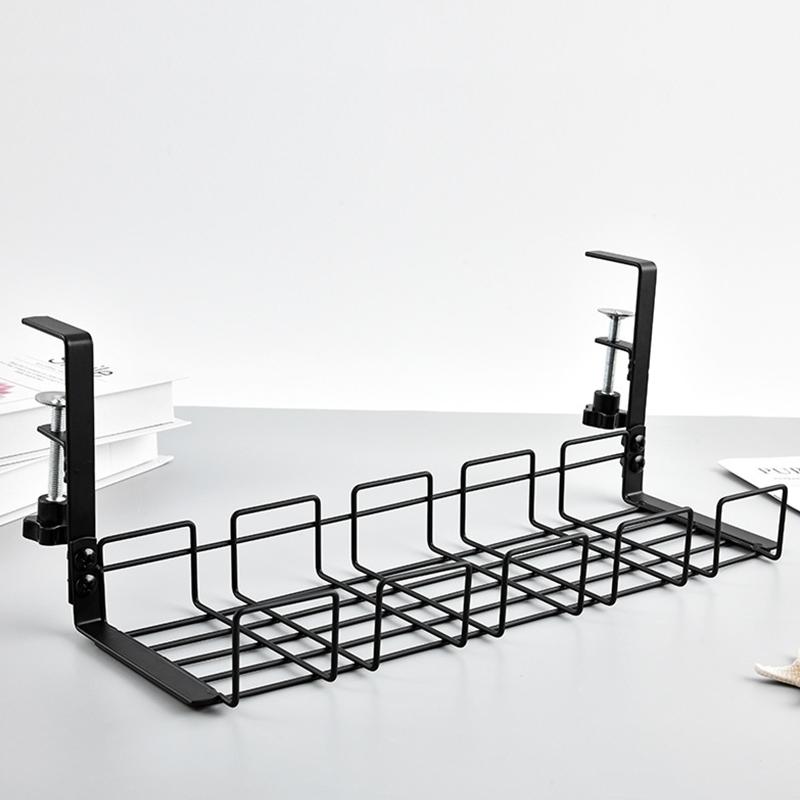 Under Table Storage Rack Metal Cable Management Tray Home Office Desk Wire Organizer No Punching Kitchen Storage Accessories New