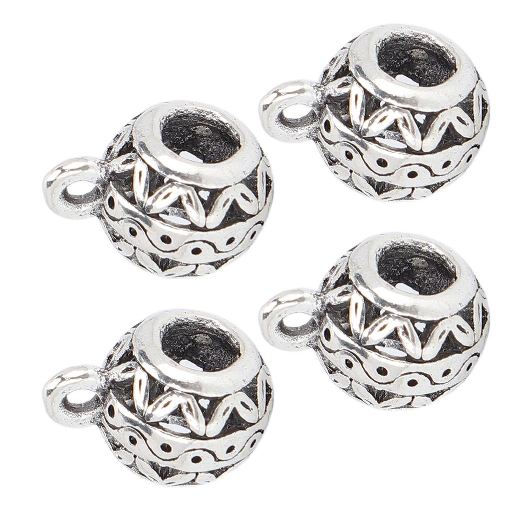 10pcs Hair Braiding Beads Alloy Hollow Large Holes Beard Dreadlocks DIY Bracelet Necklace Rings Silver