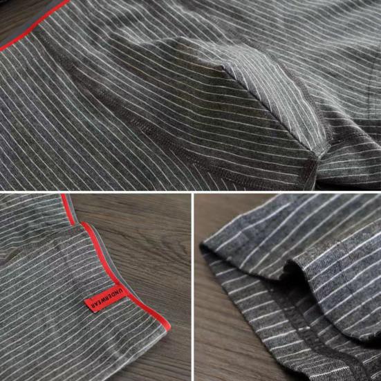 Men Boxer Underwear Mid-rise Elastic Waistband Striped Print Shorts Briefs U-Convex 3D Cut Panties Daily Wear